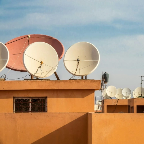 Family enjoying satellite TV